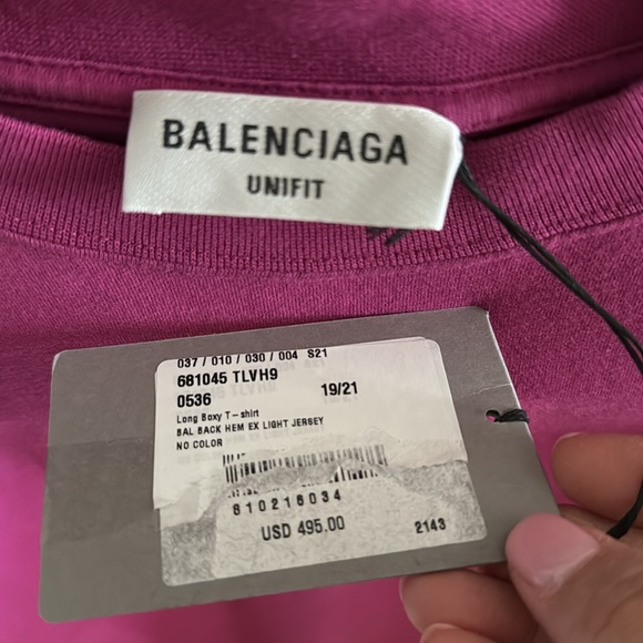 Authentic Balenciaga Pink Back Hem Long Boxy T-Shirt - NWT - Picture 8 of 9